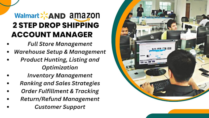 do amazon walmart 2 step drop shipping account management VA
