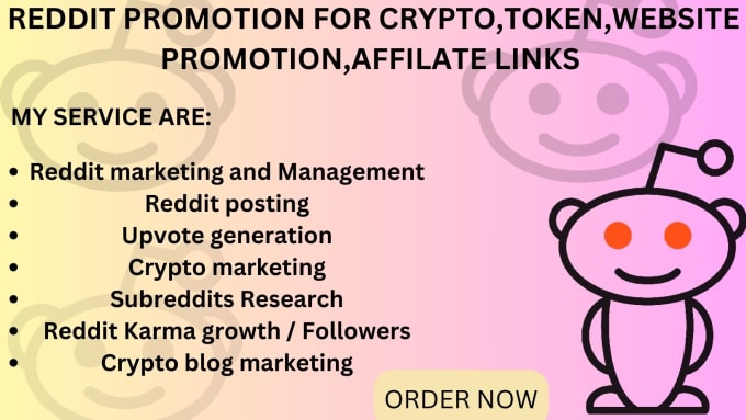 I will reddit promotion for crypto, deals, tokens, website promotion, affiliate links