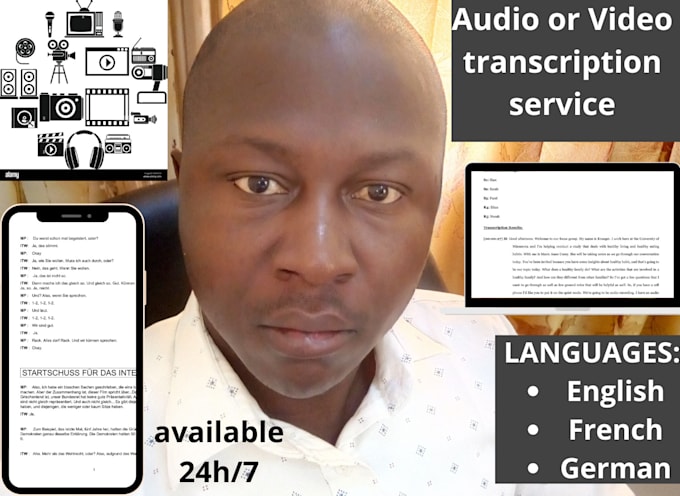 provide profesional transcriptions of english, french and german audio or video
