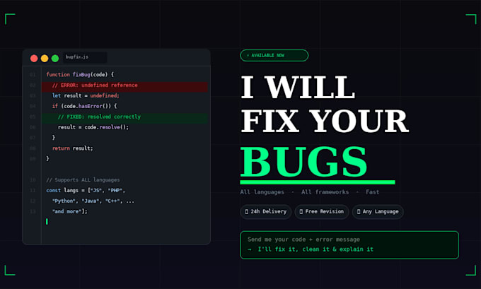 fix bugs and errors in your code or web application