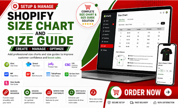 setup kiwi, smart, jotly, csc, mp, bf, tablepress, ga size chart and size guide
