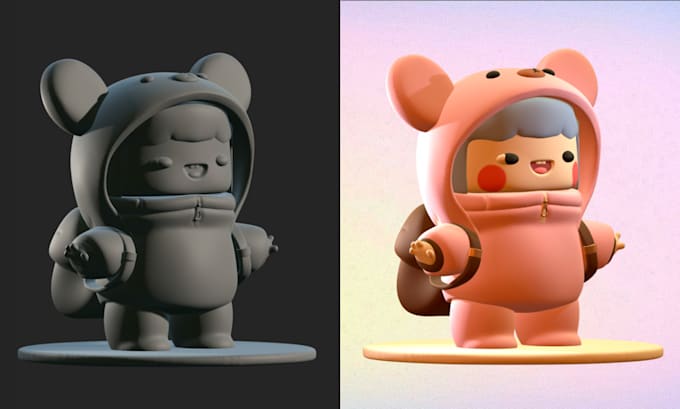 create game cartoon 3d character model for 3d printing