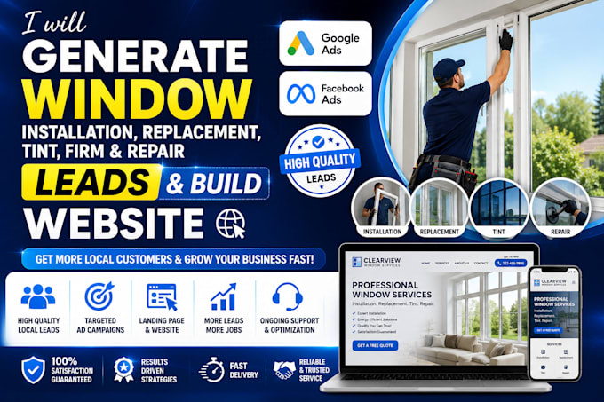 generate window installation replacement tint firm repair leads build website