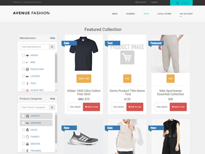 create a custom ecommerce website in PHP with admin panel