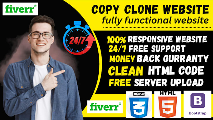 Create, copy clone website in html css bootstrap by Muhammadshar774 ...