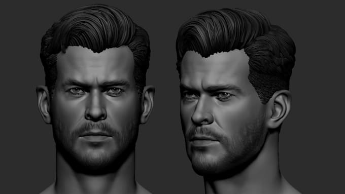sculpt 3d head bust, realistic face, 3d printing, 3d bust model for 3d printing