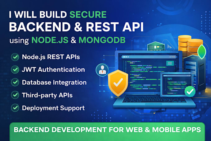 build secure rest apis and backend using nodejs and mongodb