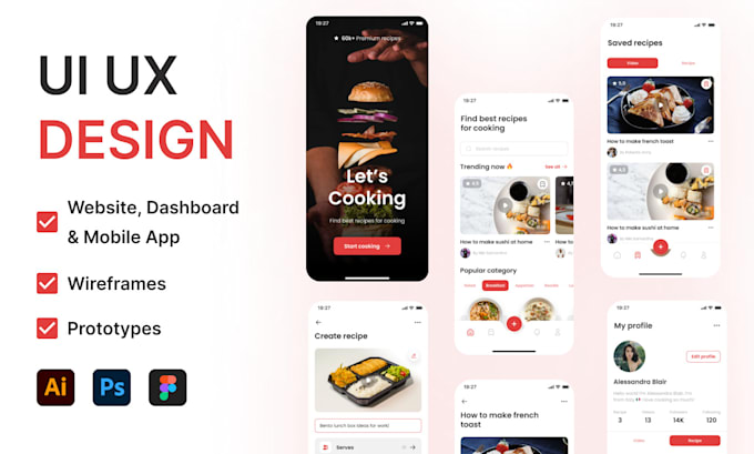Do mobile app ui ux design, website ui ux design, dashboard ui design ...