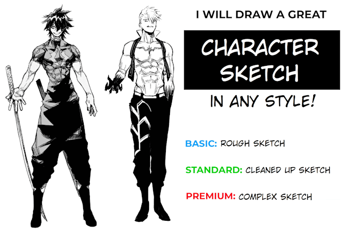 Draw a character sketch in any style by Sentasticdev | Fiverr
