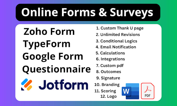 create online forms surveys, jotform, typeform, google form, questionnaire, zoho