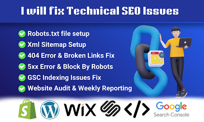 fix robots txt,404 error, broken links and XML sitemap issues