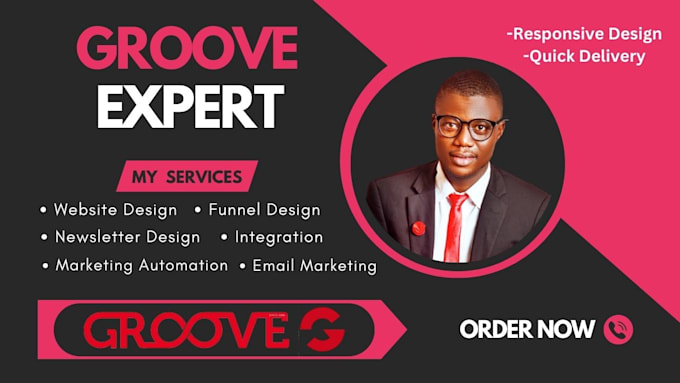 design groove website, groove funnel, groove webinar, course, and automation