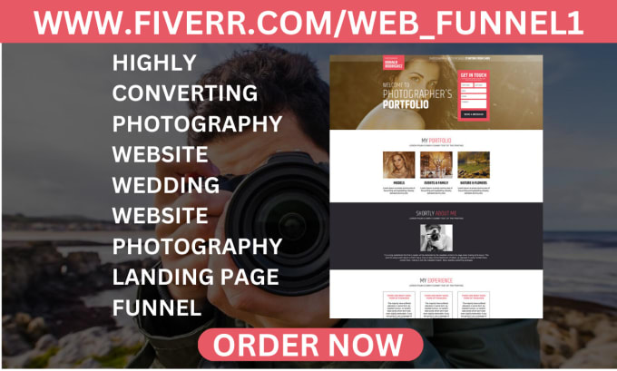 design photography website wedding website photograph landing page funnel