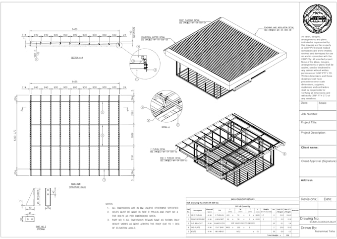 do 3d steel structure design 2d drafting shop drawings boq