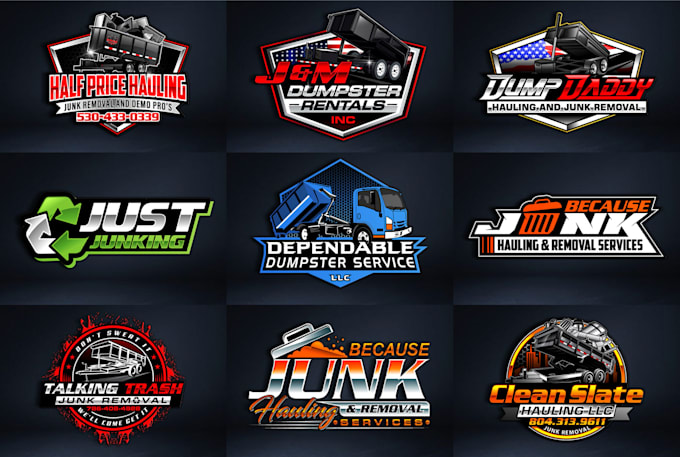 design modern recycling, junk removal and hauling service logo in 24h