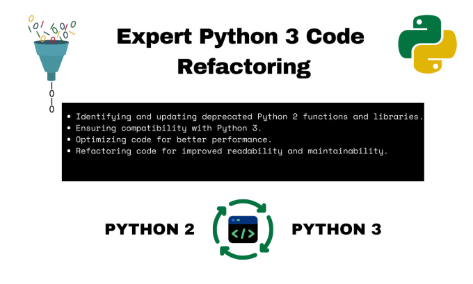 Do code refactoring for python 3 by Therealwizady | Fiverr