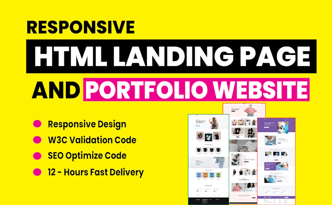 Design a html landing page or html portfolio website html,css, js ...