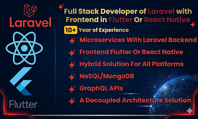 develop mobile apps backend in PHP laravel with UI in flutter and react native