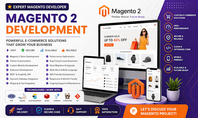 develop a magento 2 ecommerce website store and custom modules
