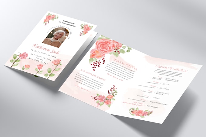 design funeral program, obituary, event and memorial flyer