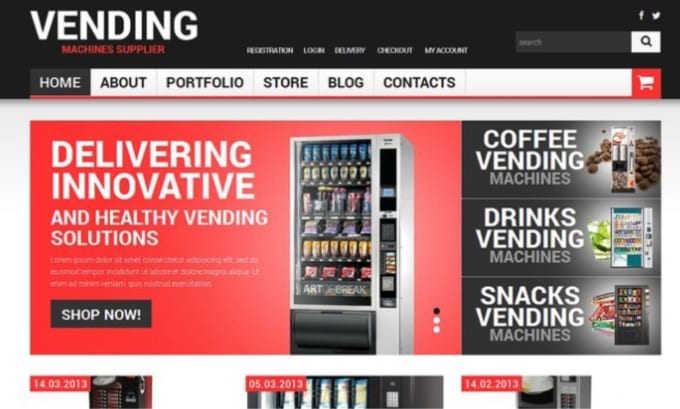 design vending machine website, vending machine landing page, atm machine website