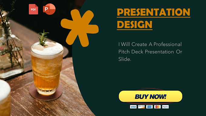 create a professional pitch deck presentation or slide