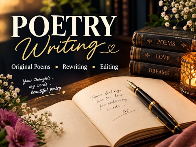 write poems, ghostwrite poetry, books and edit your creative writing