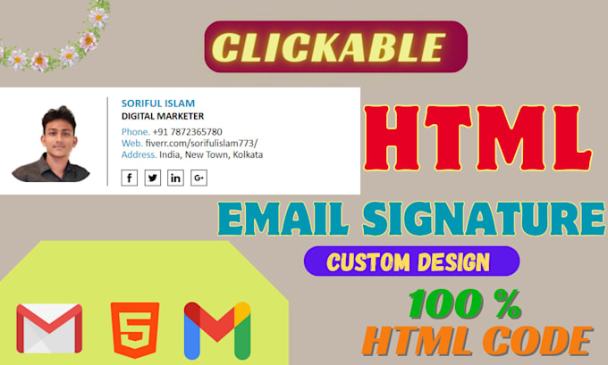 Make clickable attractive email signature using html by Sorifulislam773 ...