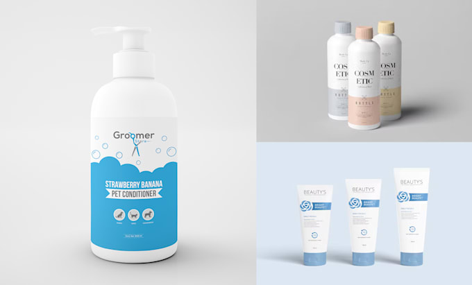 do shampoo, hair oil, cosmetic label and packaging design