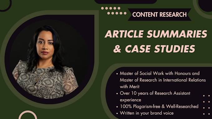research and write summaries and case studies