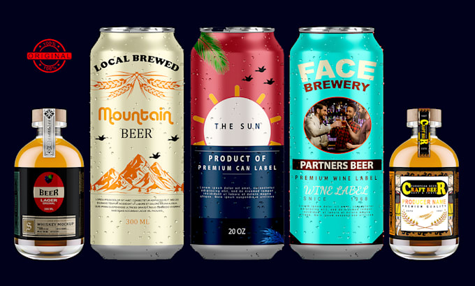 design premium energy drink, soda, and beer can label