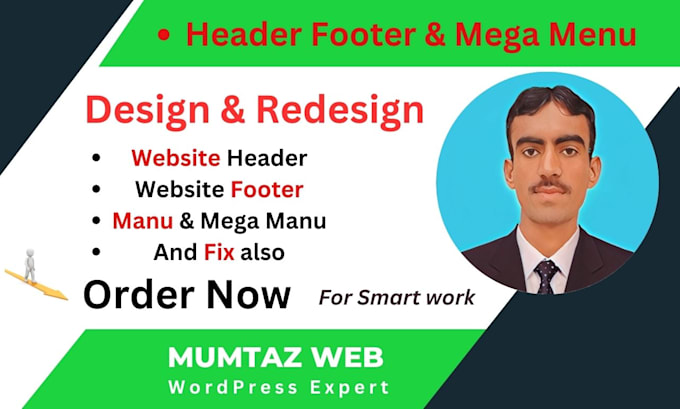 fix redesign header footer, mega menu for wordpress website