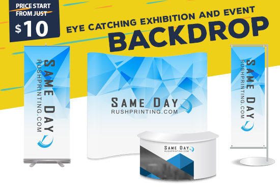 design awesome backdrop, x stand, roll up banners