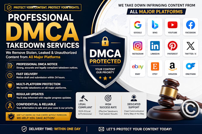 send dmca takedown notice to delete copyright,infringement