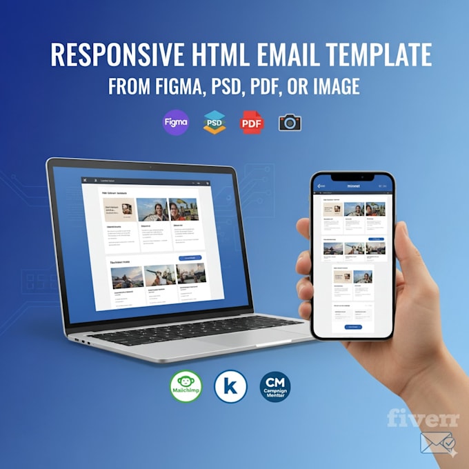 create responsive HTML email template from figma, PSD, PDF, or image