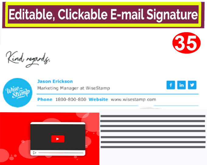 Design a clickable email signature html gmail and outlook by Ytacti