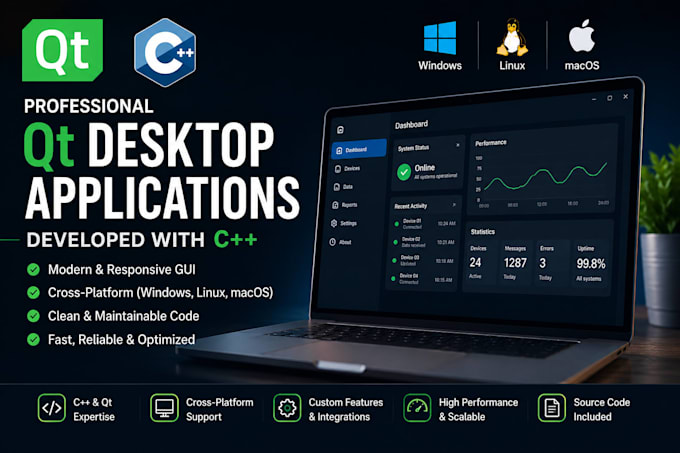develop a qt desktop application using cpp for windows linux and mac