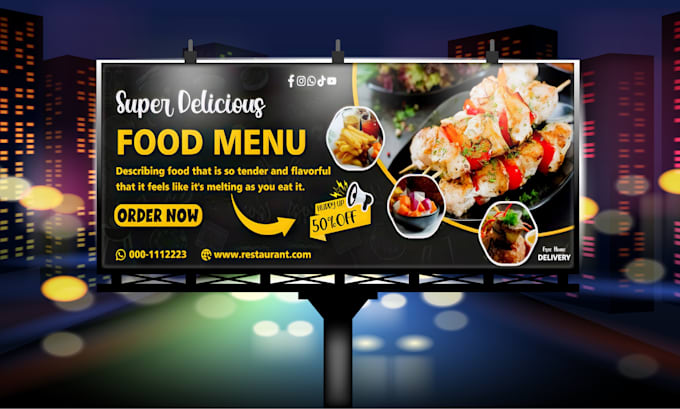 do yard and billboard designing for restaurant
