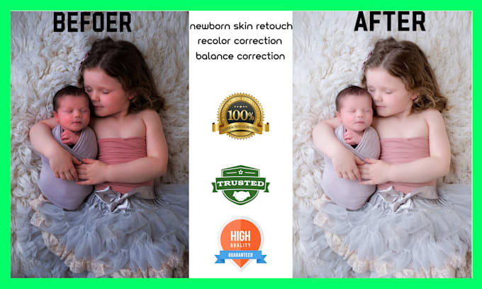 newborn skin retouch, recolor correction,  balance correction