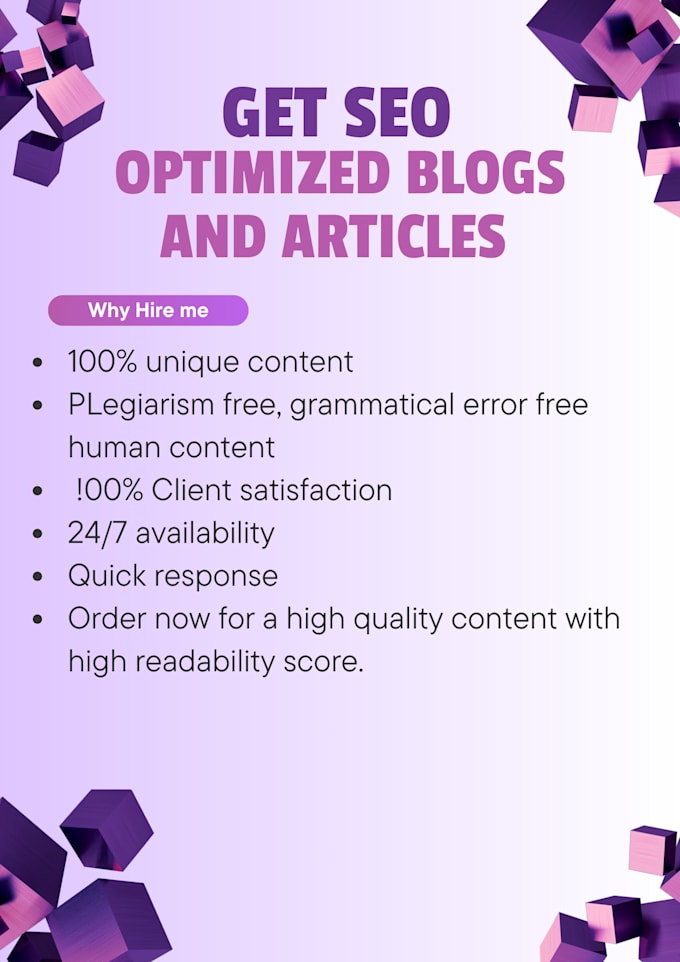write SEO optimized articles and blogs