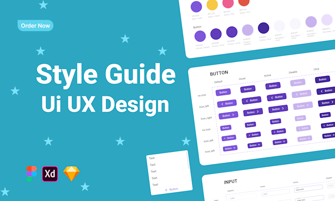 Design a style guide ui ux, uxui design in figma