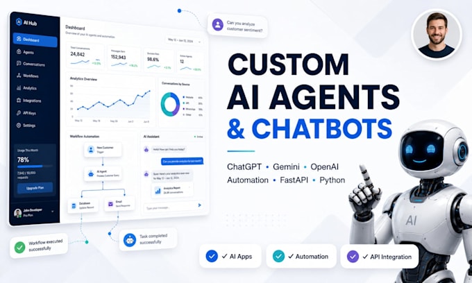 develop ai agents, chatbots and automation tools