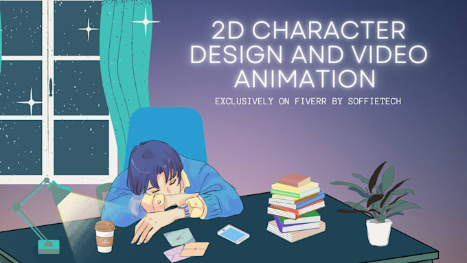 create 2d character design, 2d animated music video, 2d animation video