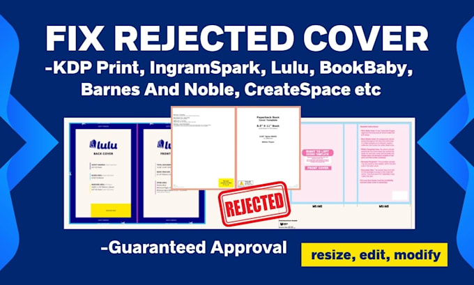 fix rejected error, modify, resize, edit book cover, ebook, ingramspark, lulu