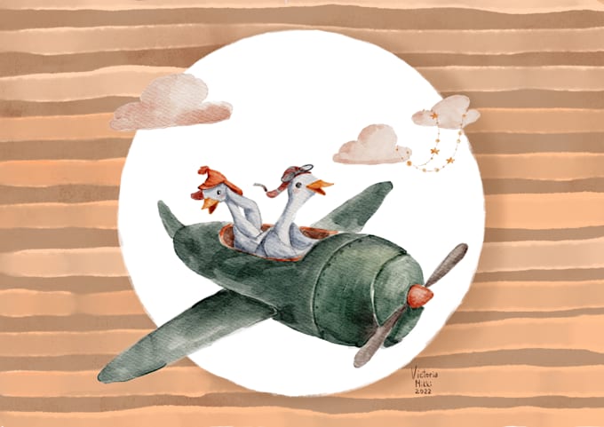draw cute and soft watercolour childrens book illustration