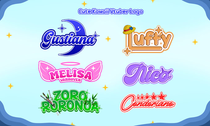 make cute colorfull anime logo for vtuber streamer twitch