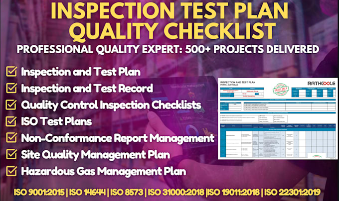 make inspection n test plan and quality inspection checklists