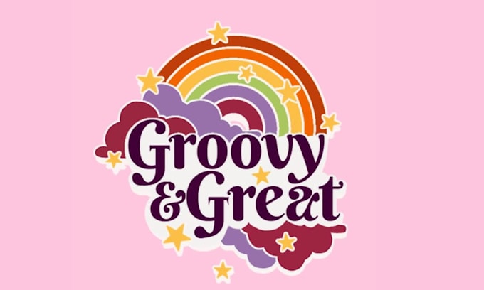 design affordable boho vintage groovy hippie logo with free branding kit