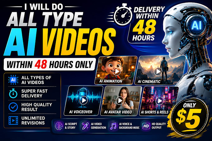 do all type ai videos only 5 dollars