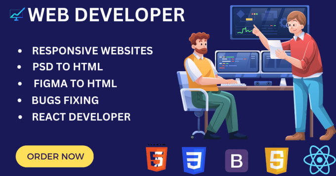 Be your frontend web developer using react bootstrap css and html by ...